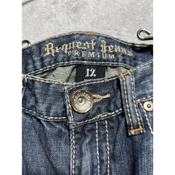 Request Premium Jeans Youth Boys Size 12 Short Medium Wash Distressed Straight - Picture 2 of 12